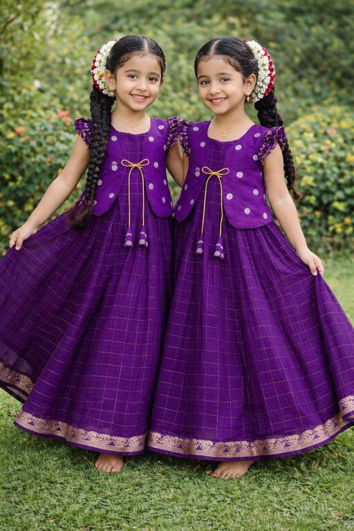 Prasanti Purple Coat-Gown Viscose Surat kids fashion suppliers